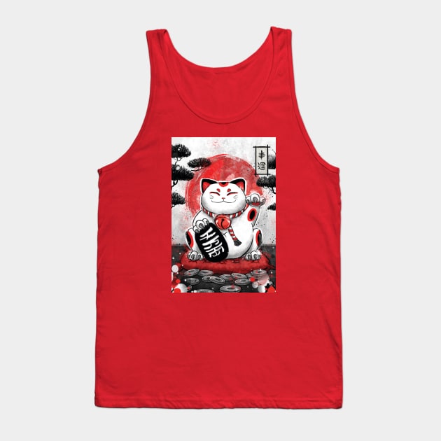 Lucky Cat Tank Top by RubyArt